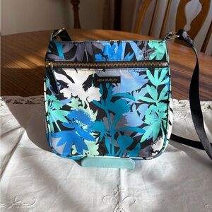 Vera Bradley Teal Blue Black Floral Crossbody Bag